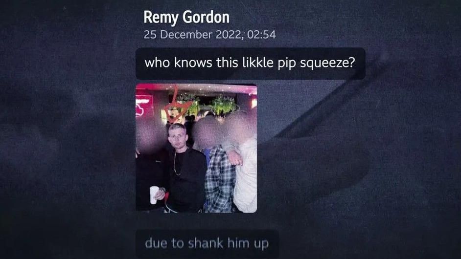 Texts sent by Remy Gordon where he threatened to "shank [Cody Fisher] up"