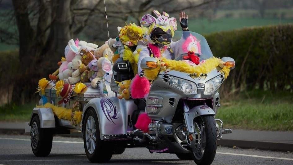 Previous Durham Easter Egg Run biker in a costume