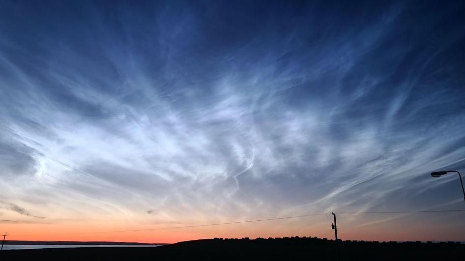 Noctilucent clouds photographed from Stornoway