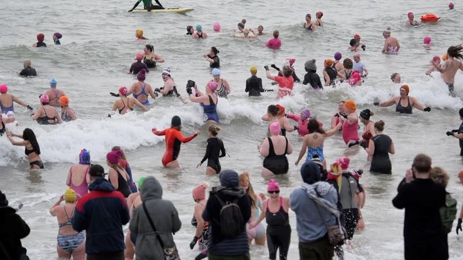 500 women in sea swim on Brighton beach 