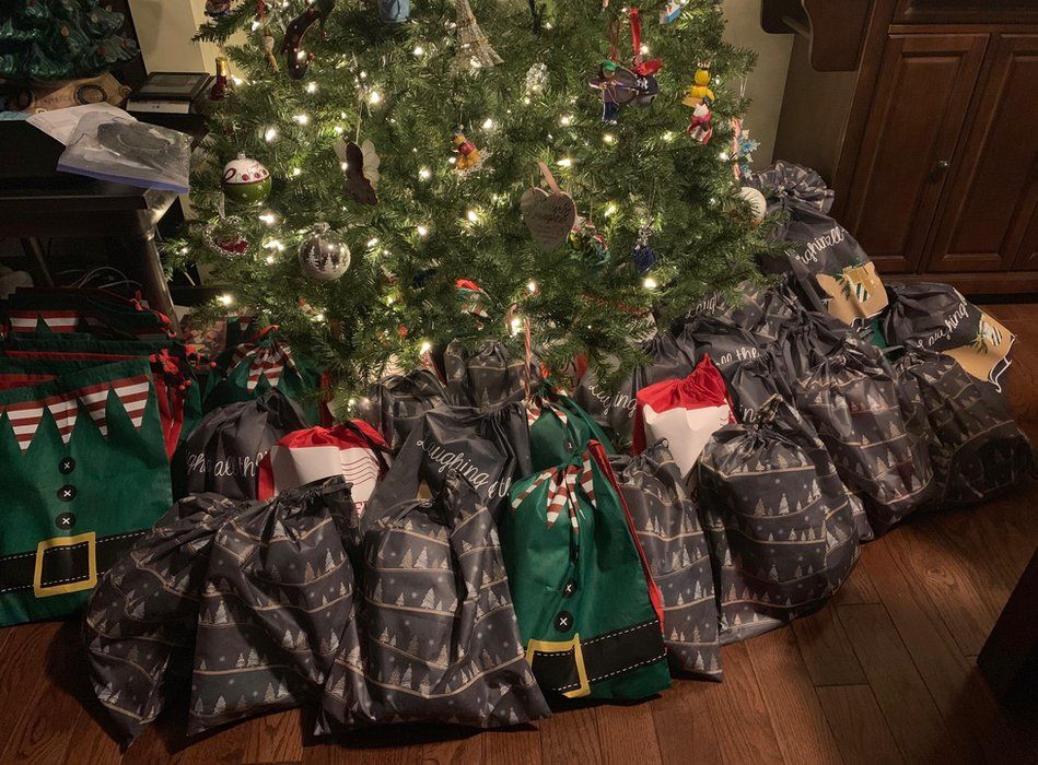 Stacey Woods, 38, and her family prepared 61 bags for nursing home residents
