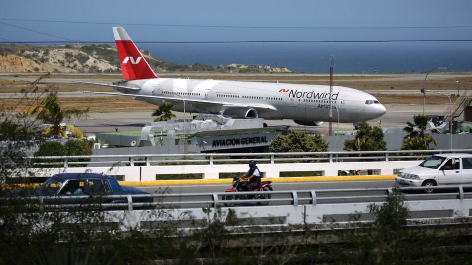 A plane from Russian company Nordwind is seen at Simon Bolivar Airport in Caracas, Venezuela, January 29, 2019. REUTERS