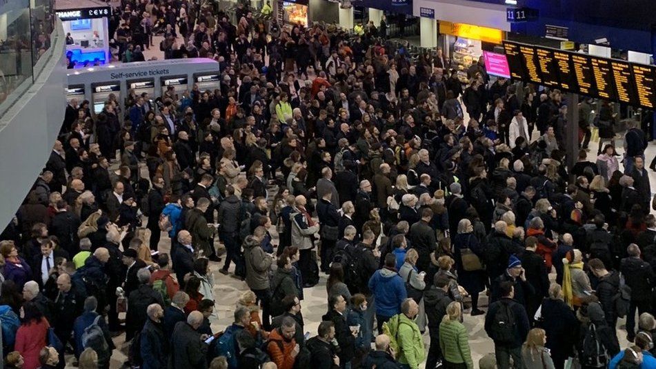 Crowds at London Waterloo on Tuesday