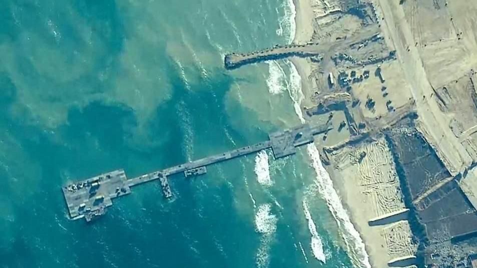 A temporary pier in Gaza