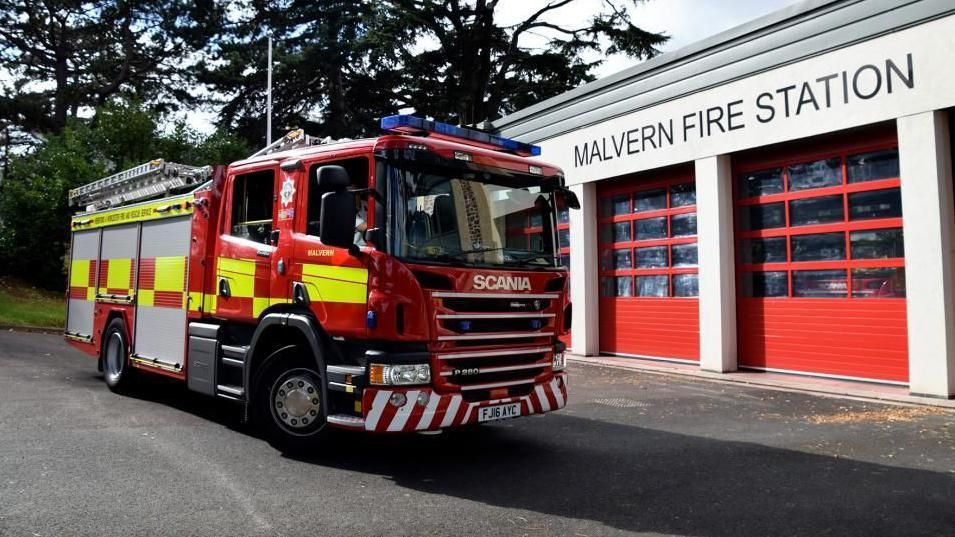 A fire engine outside Malvern Fire Station