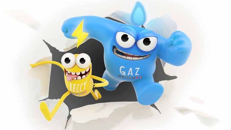 Gaz and Leccy cartoon characters
