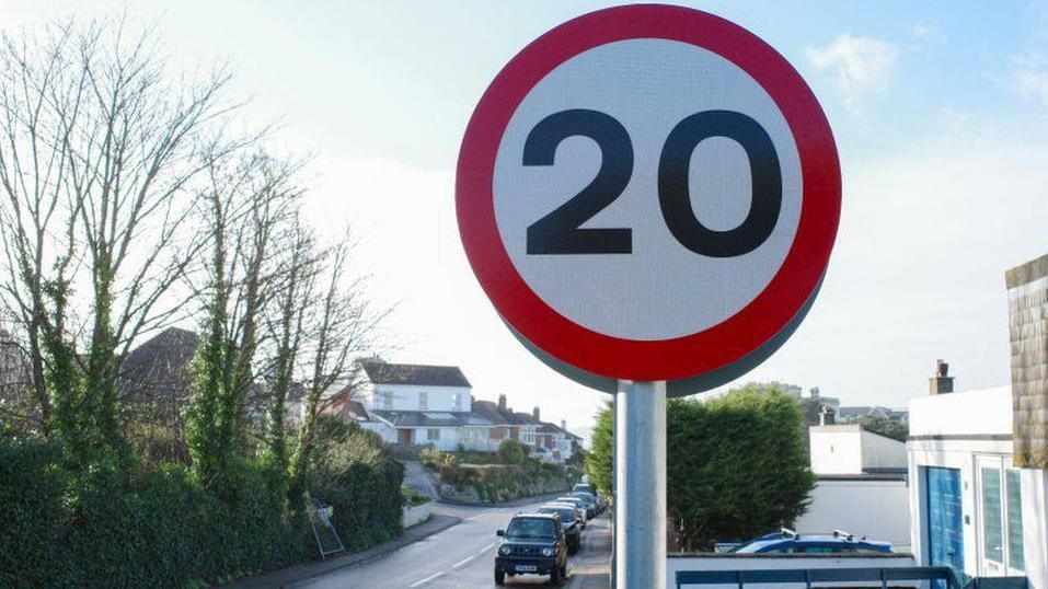A 20 mile per hour speed sign