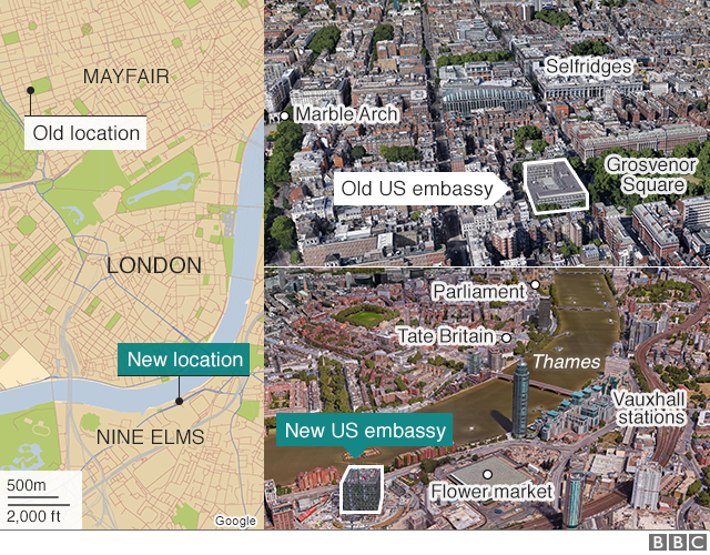 Us Embassy London Map Donald Trump renews criticism of 'lousy' London embassy   BBC News