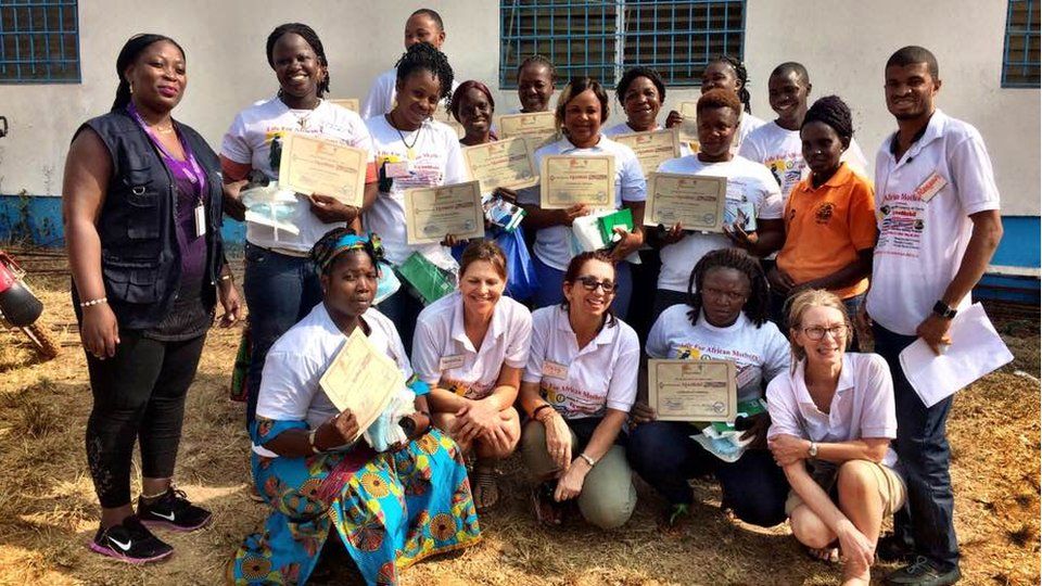 UK midwives with Liberian midwives