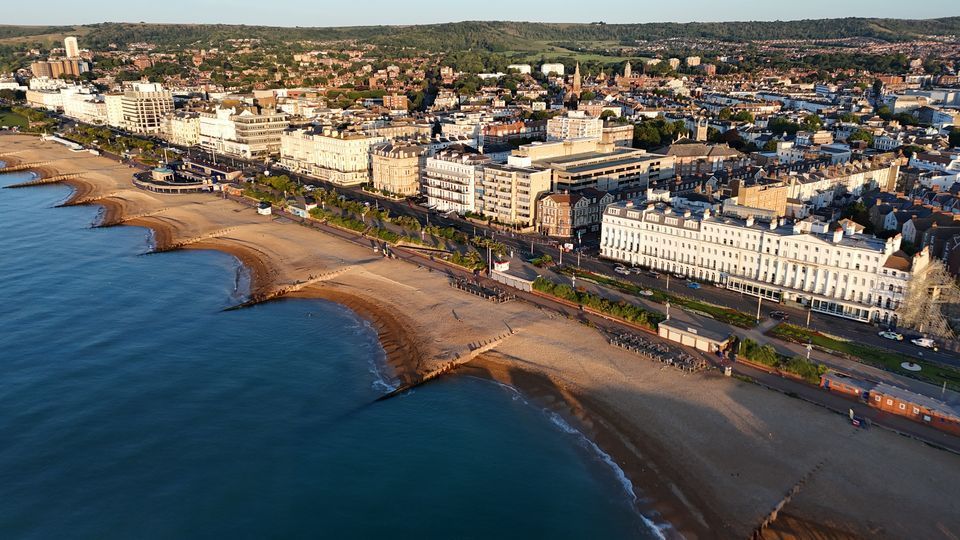 An ariel view of the seafront at Eastbourne. 