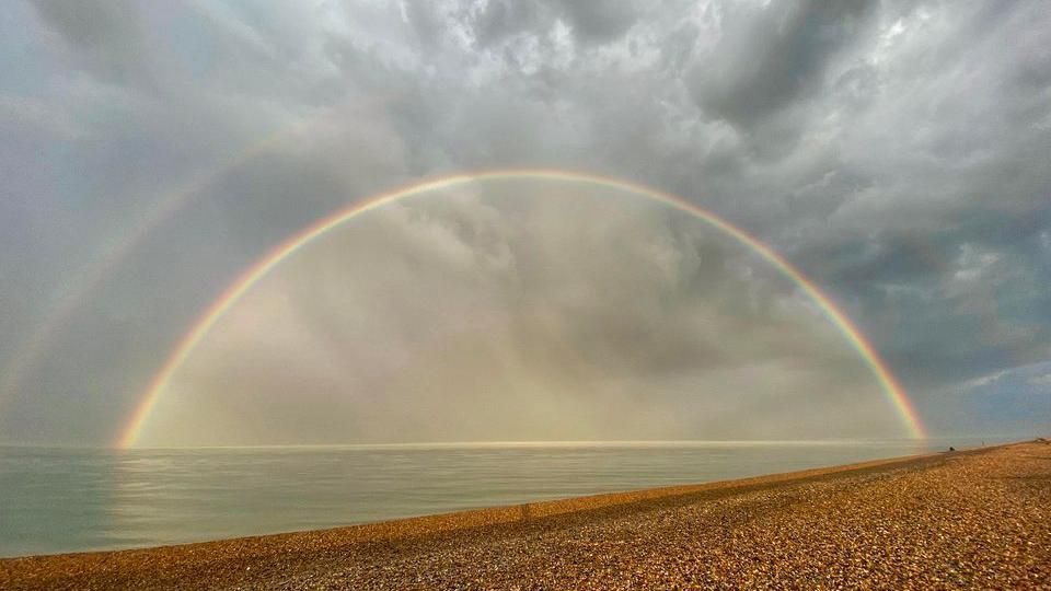 A double rainbow at Sandwich Bay