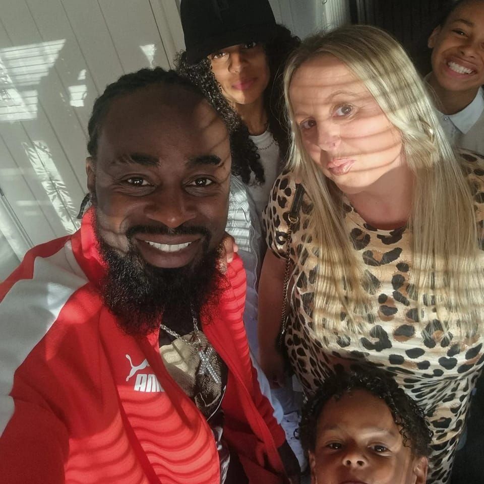 Jerome pictured with some members of his immediate family