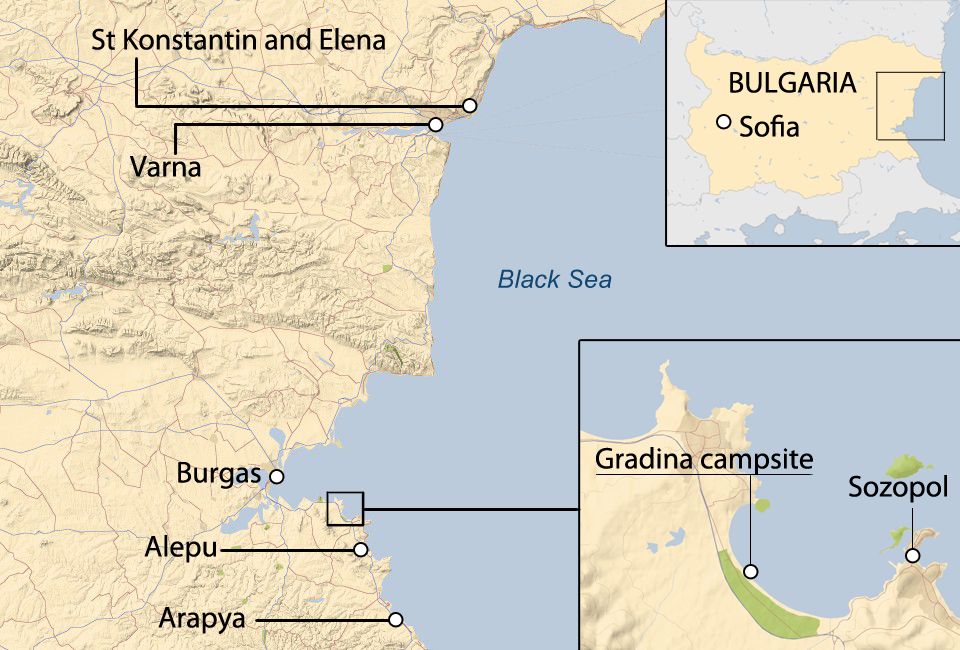 Map of Bulgaria's Black Sea coast