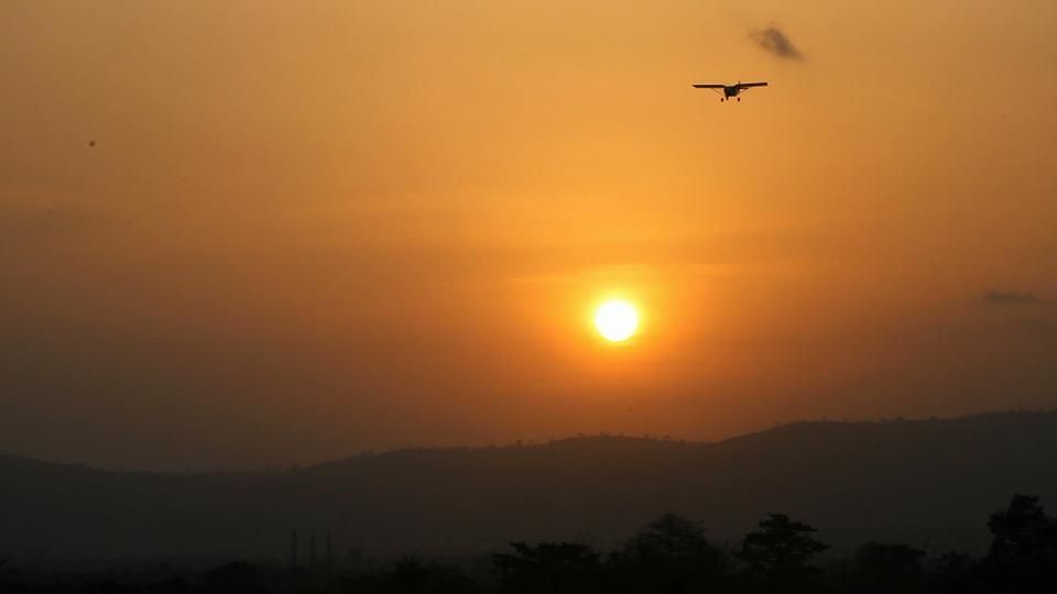 Patricia, pictured flying at sunset in Ghana