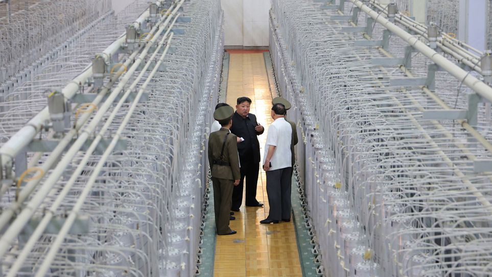 North Korean leader Kim Jong Un tours facilities during a visit to the Nuclear Weapons Institute and the production base of weapon-grade nuclear materials at an undisclosed location in North Korea