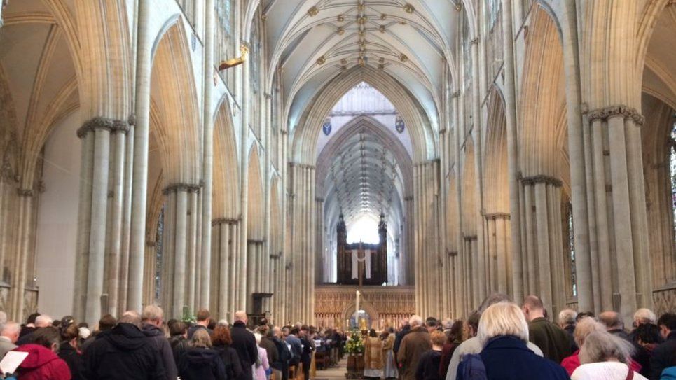 The congregation inside York Minster