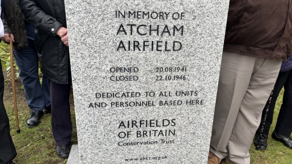 A memorial stone at an airfield