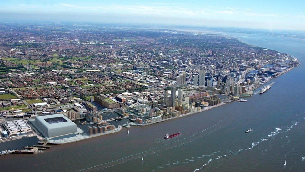 The location of the new site in relation to the Pier Head, currently used by ferries from the Isle of Man