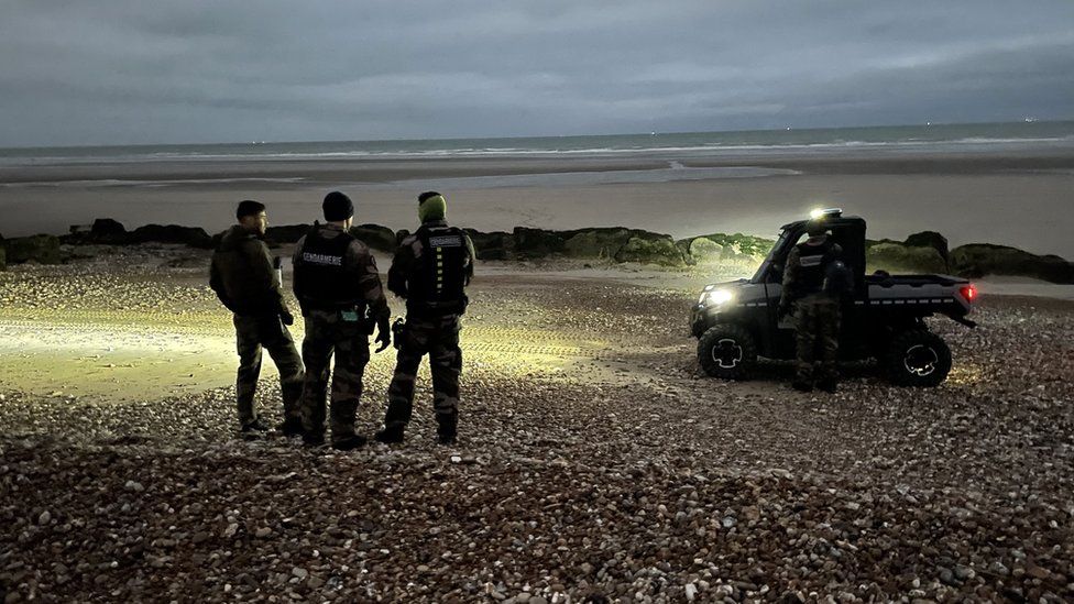 Security forces on a French beach
