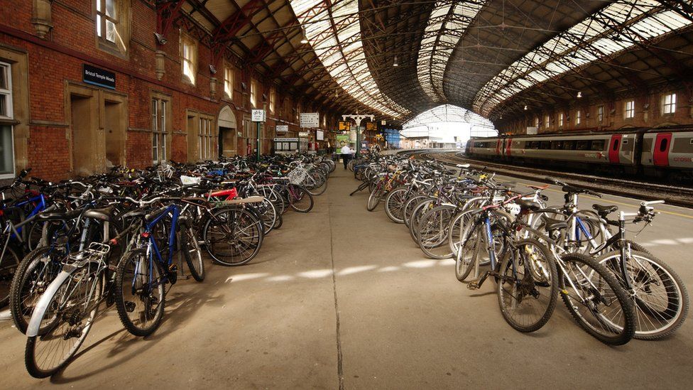 Bicycles at Bristol Temple Meads train station