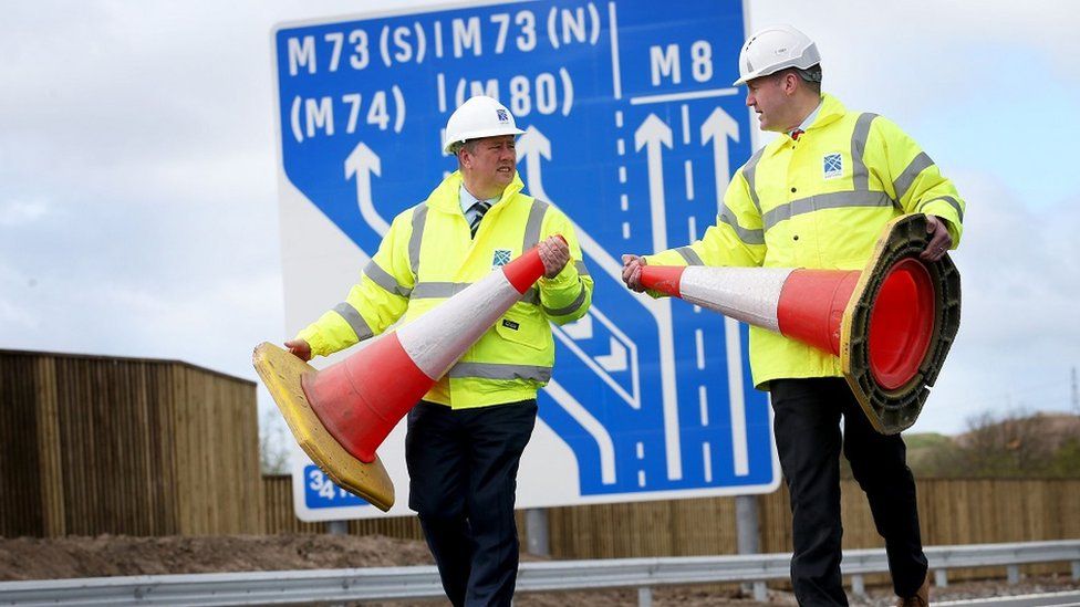 Transport secretary Keith Brown and project manager Graeme Reid