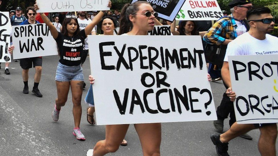 Covid: Anti-vaccination protests held in Australia ahead of rollout BBC News