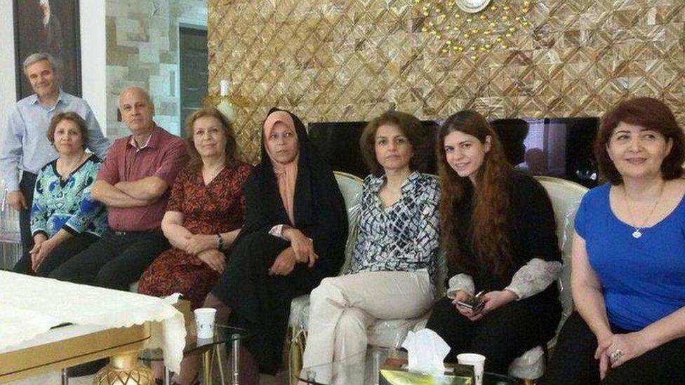 Faezeh Hashemi (fifth from left) sitting next to Fariba Kamalabadi (third from right)
