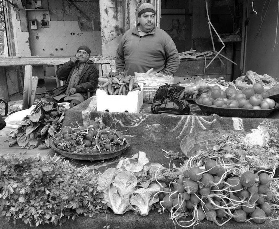 Vegetable stall in East Aleppo