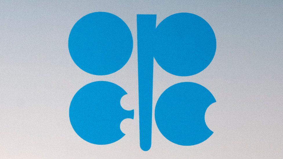 The Opec logo pictured at Opec headquarters in Vienna