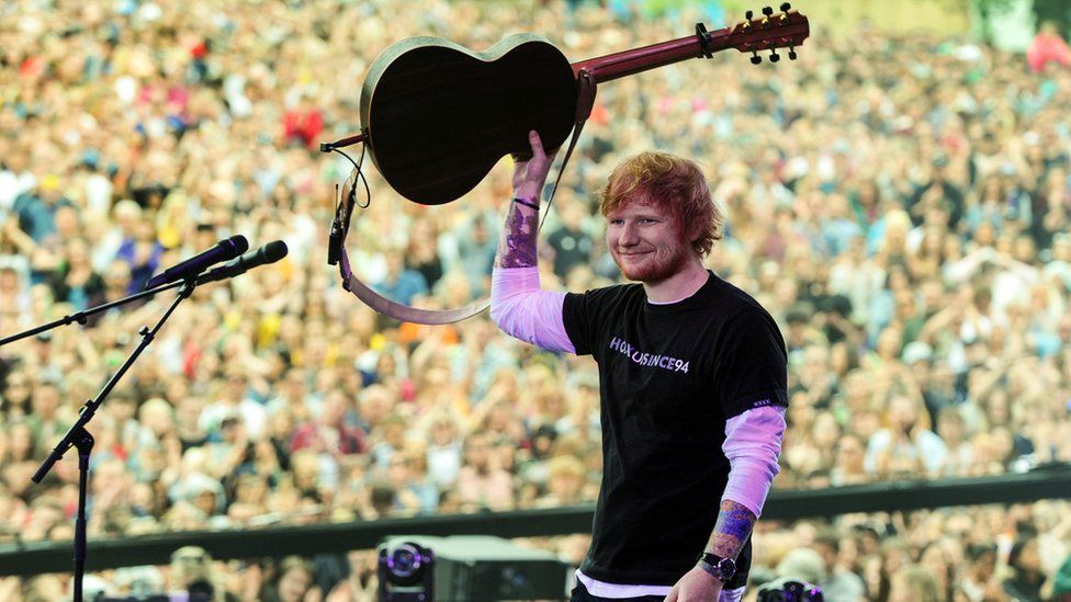 Ed Sheeran performs at the BBC's Biggest Weekend