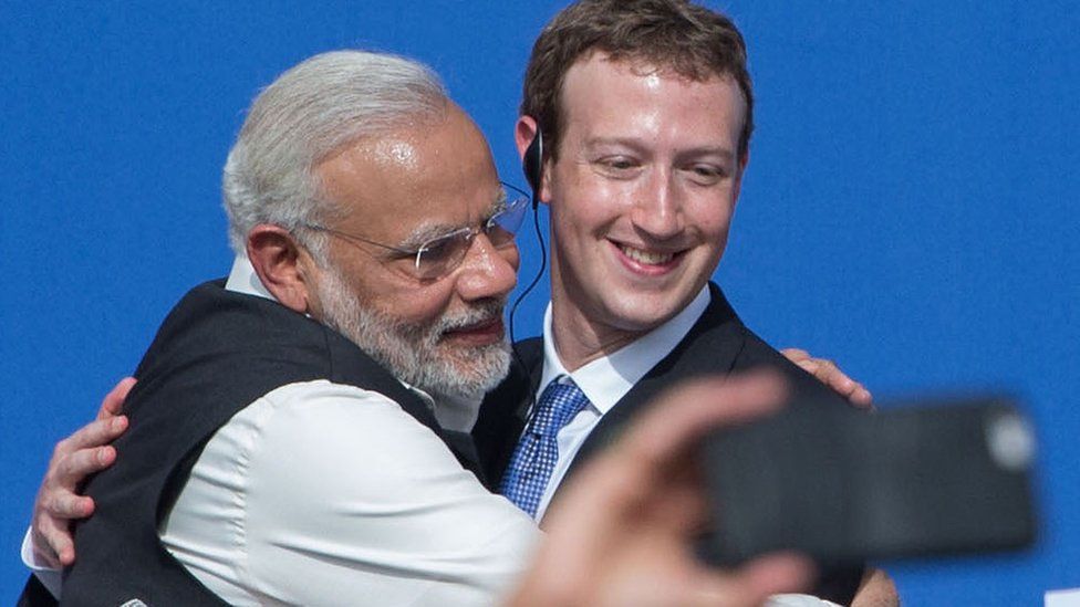 Indian Prime Minister Narendra Modi and Mark Zuckerberg