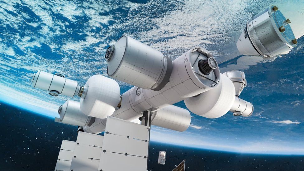 An artist's impression of the Orbital Reef space station.