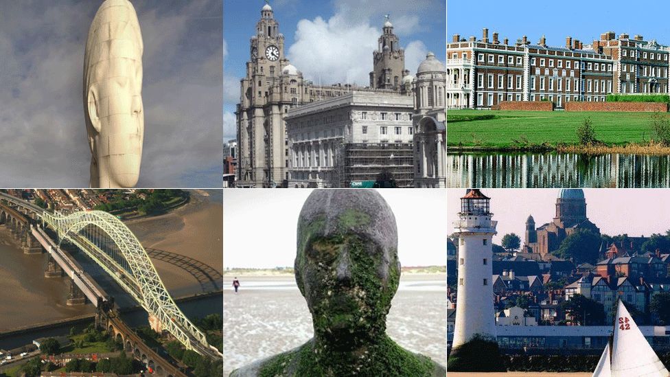 Dream sculpture St Helens, Liver Building, Knowsley Hall, Runcorn Bridge, Iron Man, Dome of Home