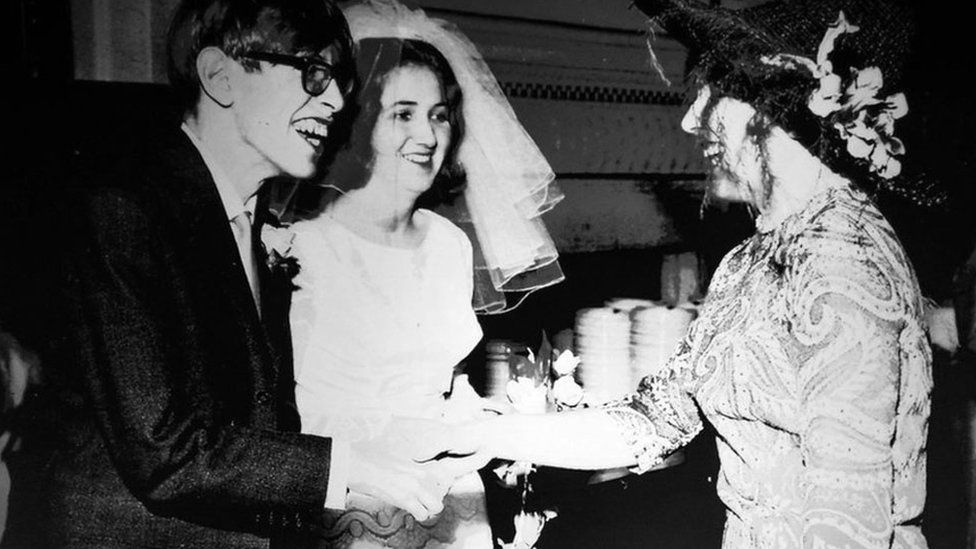 Stephen Hawking at his wedding to Jane Wilde in 1965