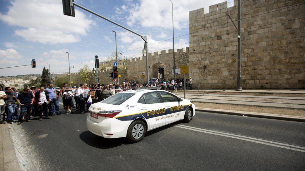 Police at the scene of the attack in Jerusalem