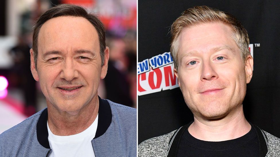 A composite showing US actors Kevin Spacey and Anthony Rapp