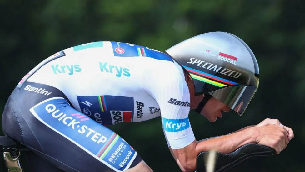 Evenepoel Takes Time-Trial Victory; Pogacar Holds onto Yellow Jersey.