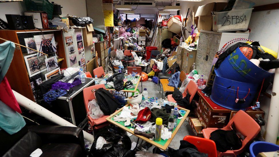 Belongings left in a dorm room in Hong Kong Polytechnic
