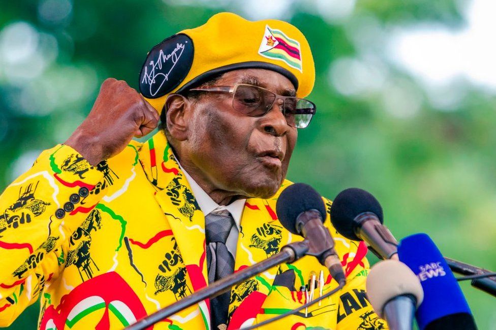 Robert Mugabe calls on Zanu-PF supporters in 2017 to back Grace Mugabe's bid to become the party's next vice-president.