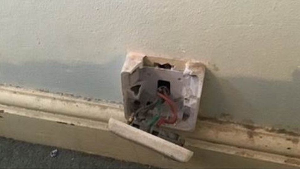 Exposed wires in one social rented property
