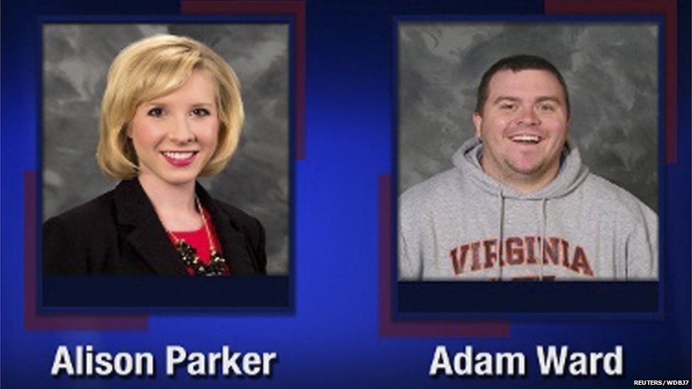 Alison Parker and Adam Ward are pictured in this handout photo from TV station WDBJ7 obtained by Reuters on 26 August 2015