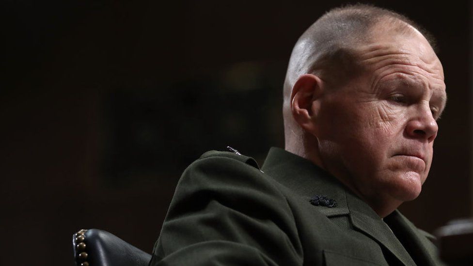 Commandant of the Marine Corps General Robert Neller testifies before the Senate Armed Services Committee in Washington, DC.