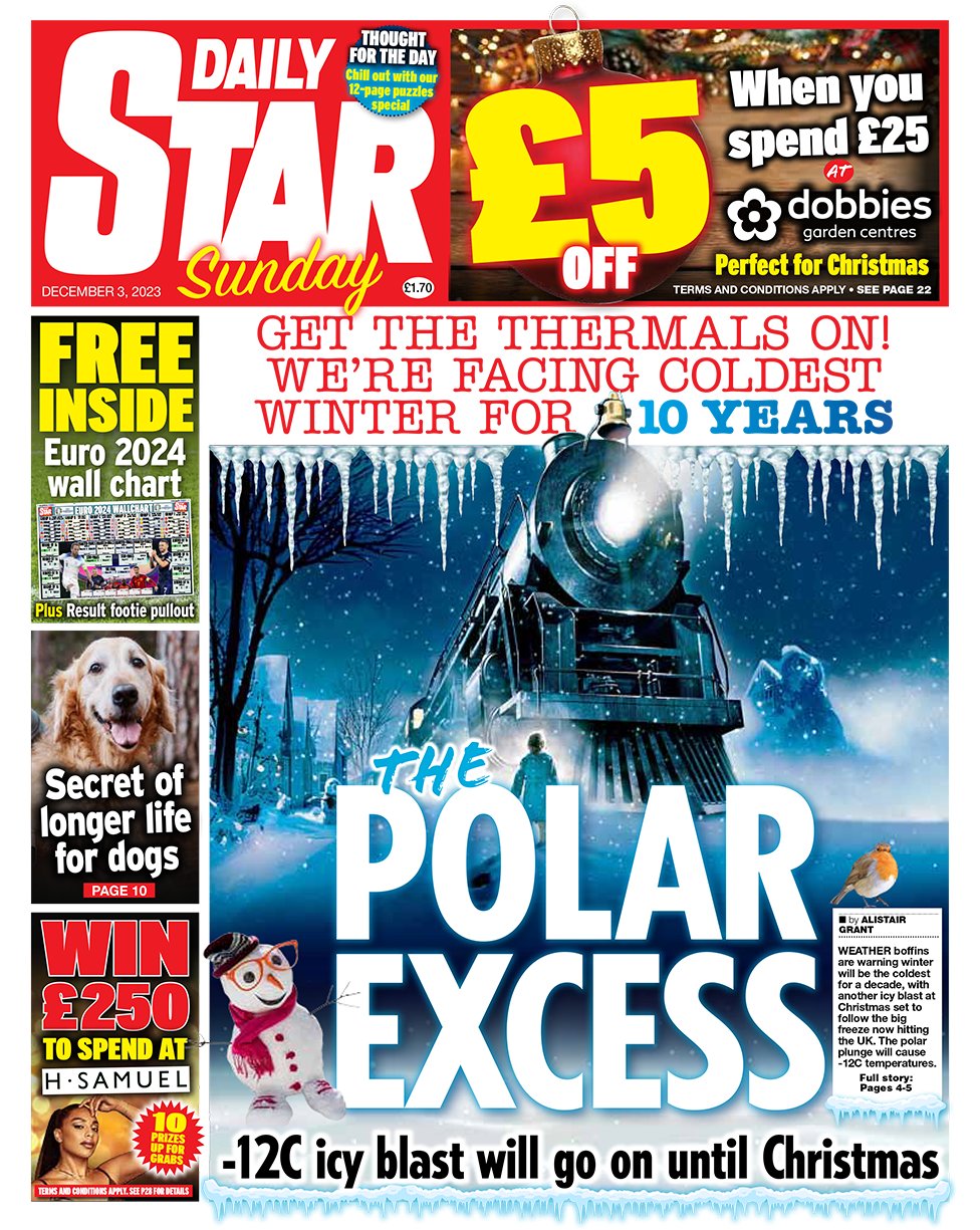 The headline on the front page of the Daily Star reads: "Polar Excess"