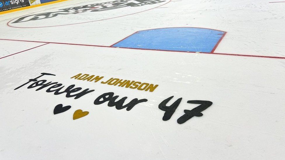 Nottingham Panthers tribute on the ice to Adam Johnson