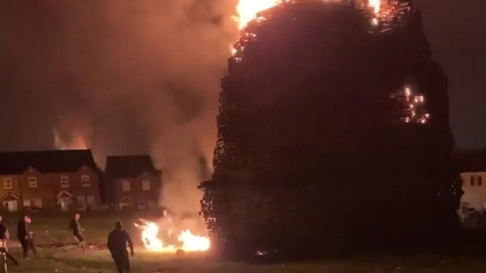 A video on social media showed the boy running from the bonfire in flames