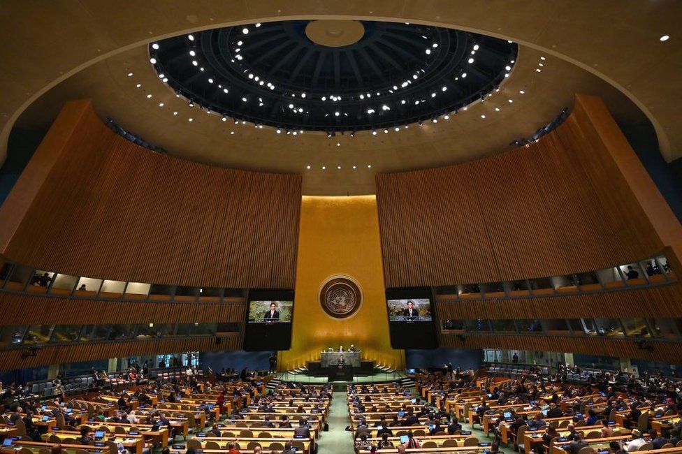 Countries' representatives at the 2022 Review Conference of the Parties to the Treaty on the Non-Proliferation of Nuclear Weapons at the United Nations in New York on 1 August 2022