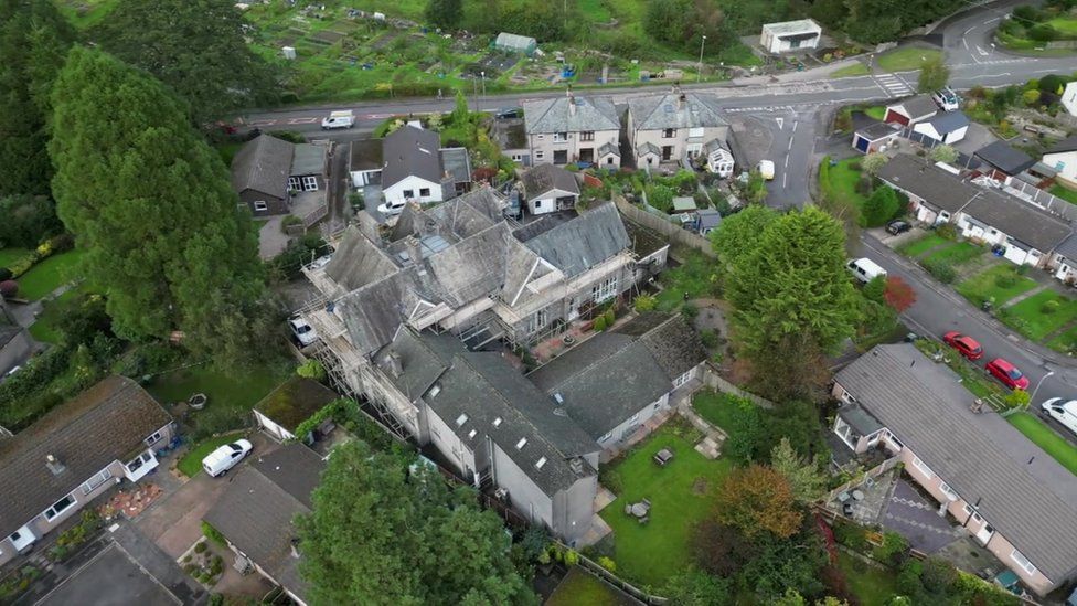 Aerial shot of St Monica's in Kendal