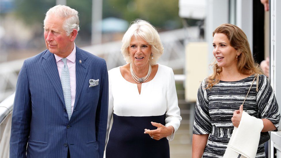 Princess Haya pictured with Prince Charles and the Duchess of Cornwall