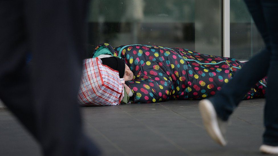 Man sleeping on the streets