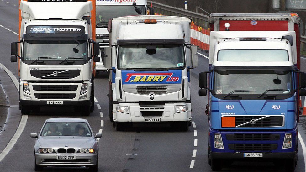 Lorries on the motorway